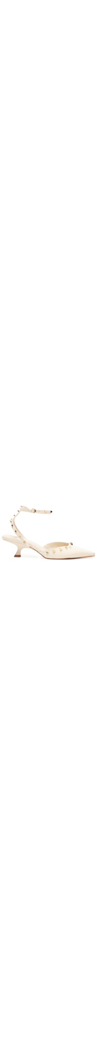 Sapato Feminino Scarpin Slingback Tachas Couro Verniz - Off White