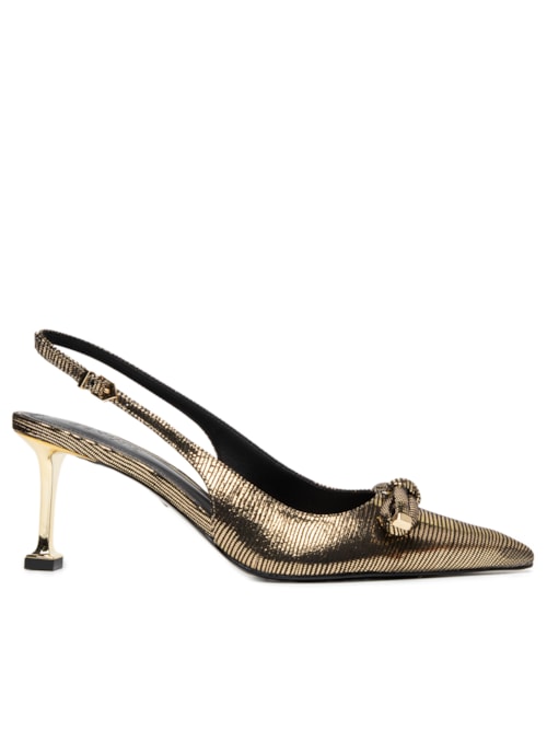 Sapato Feminino Stamp Shine Met - Dourado