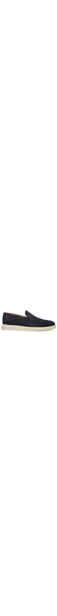 Sapato Masculino Couro Camurça Slip Em Tressê - Azul