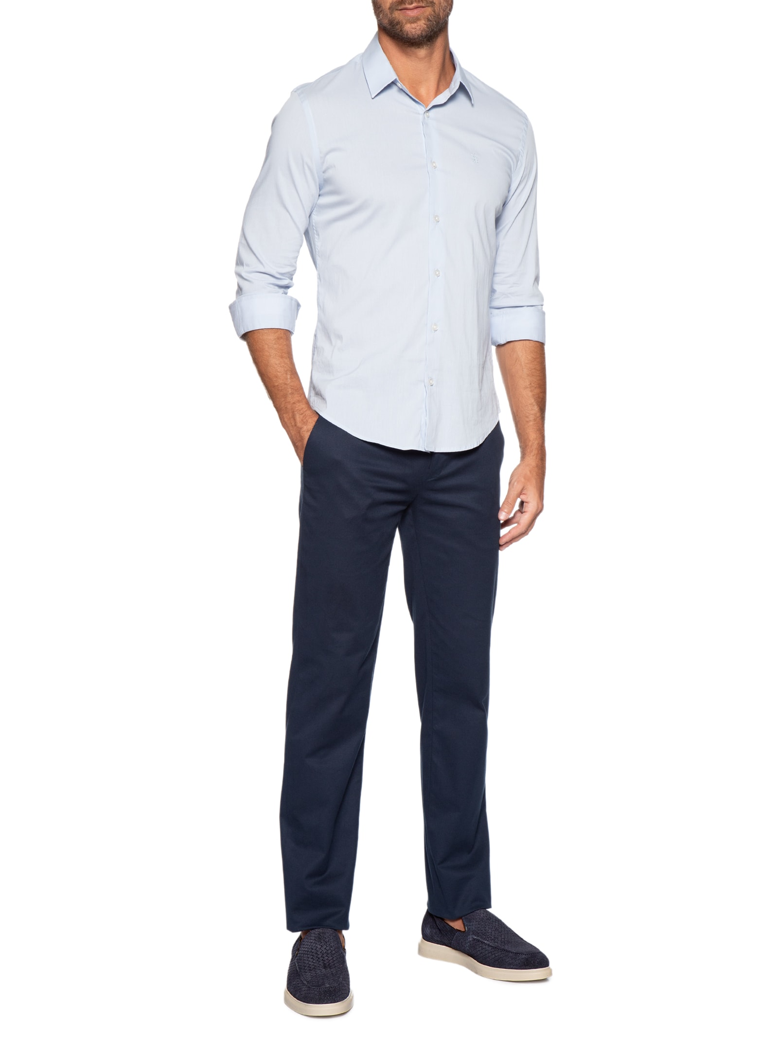 Sapato Masculino Couro Camurça Slip Em Tressê Azul '2 Essential