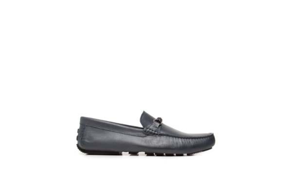 Sapato Masculino Driver Penny Loafer Couro - Azul