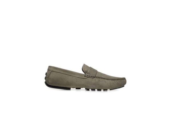 Sapato Masculino Driver Penny Loafer Suede - Bege