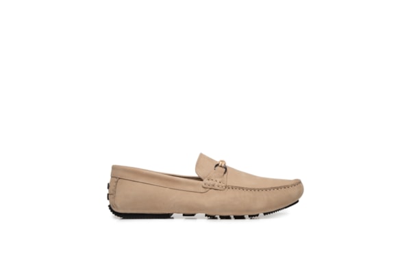 Sapato Masculino Driver Penny Loafer Suede - Bege