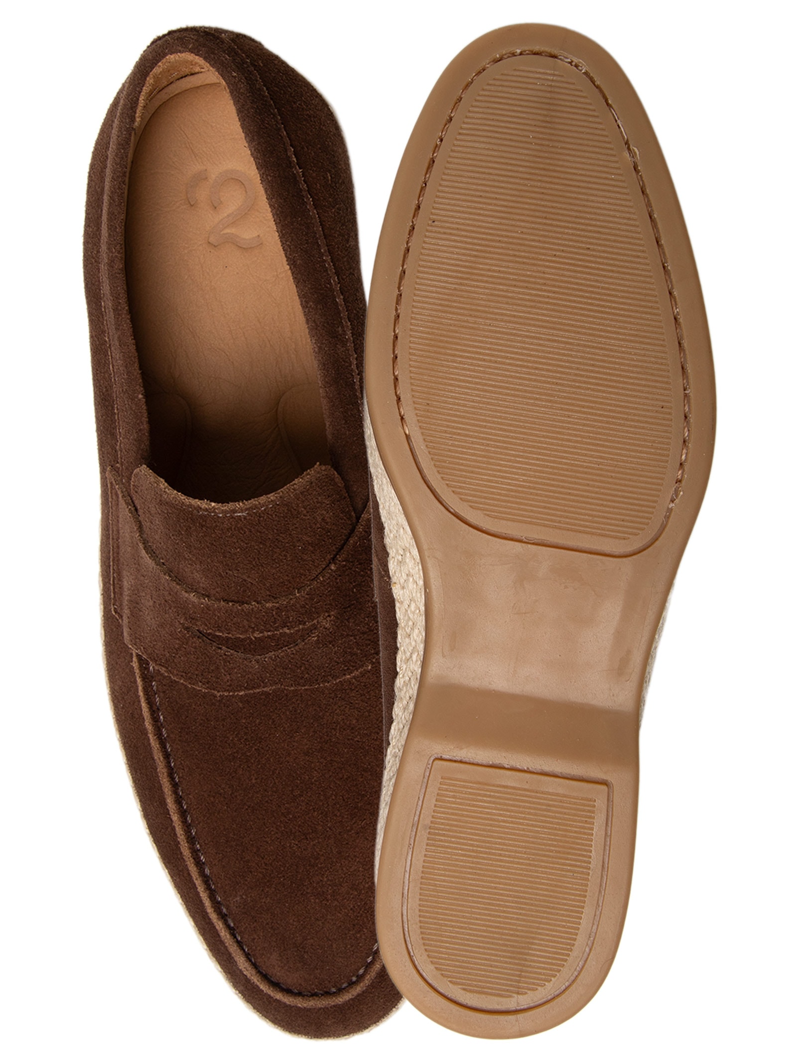 Sapato Masculino Loafer Couro Camurça Com Solado Tressê Marrom '2 Essential