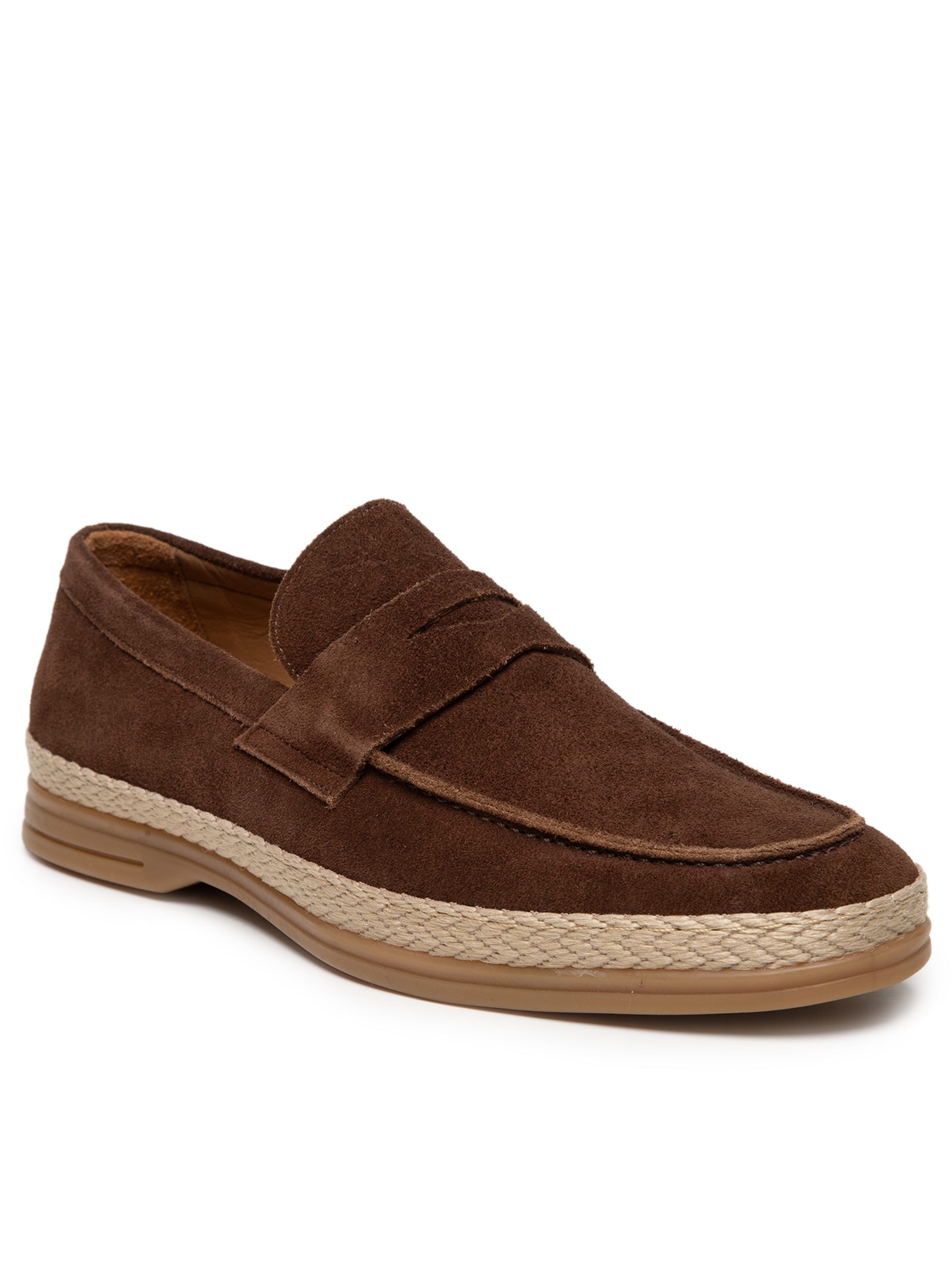 Sapato Masculino Loafer Couro Camurça Com Solado Tressê Marrom '2 Essential