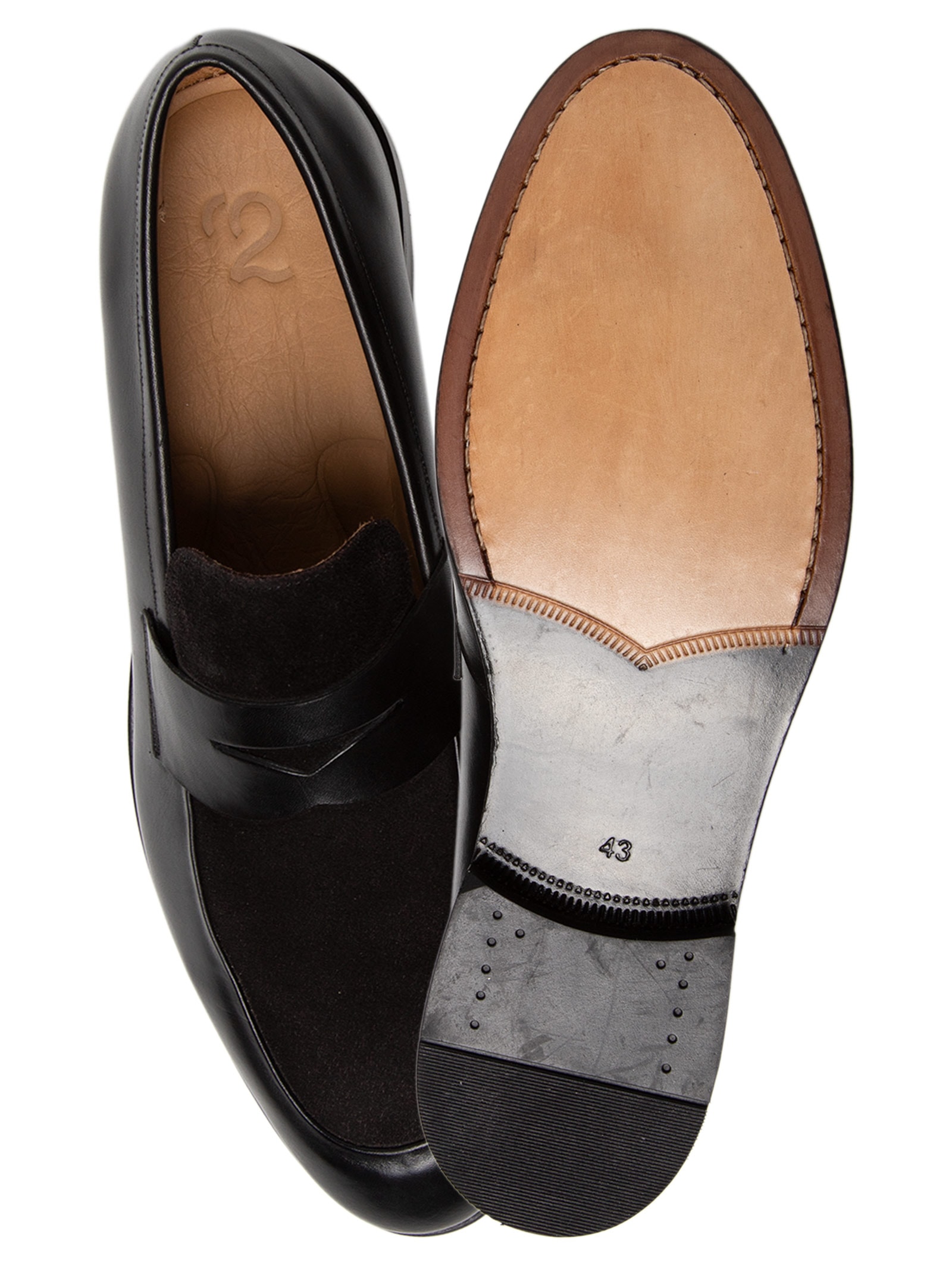 Sapato Masculino Loafer Em Camurça E Couro Legítimo Preto '2 Essential