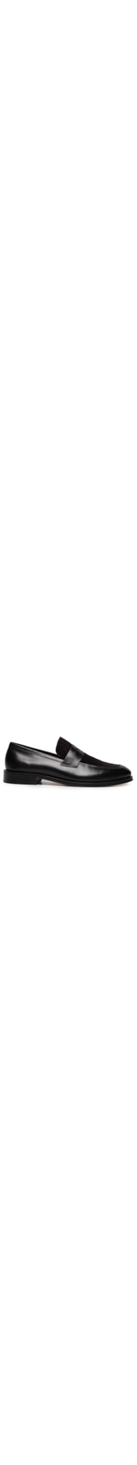 Sapato Masculino Loafer Em Camurça E Couro Legítimo - Preto