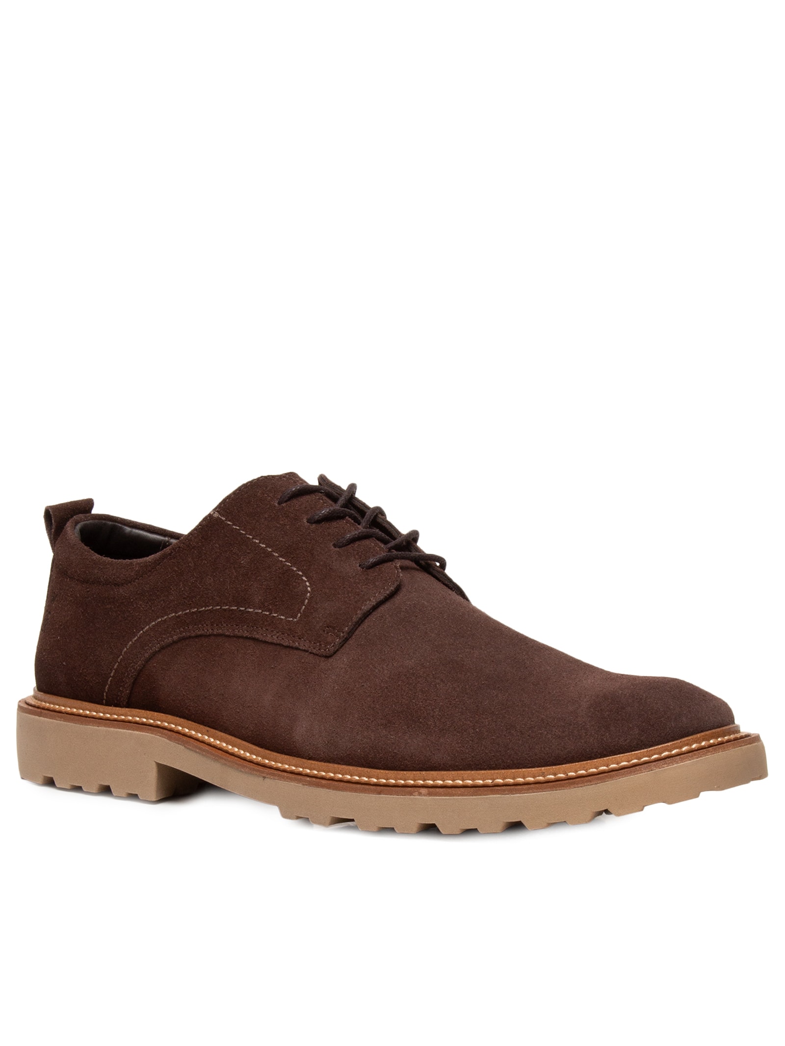 Sapato Masculino Loafer Em Camurça Tratorado Com Cadarço Marrom Sergio K