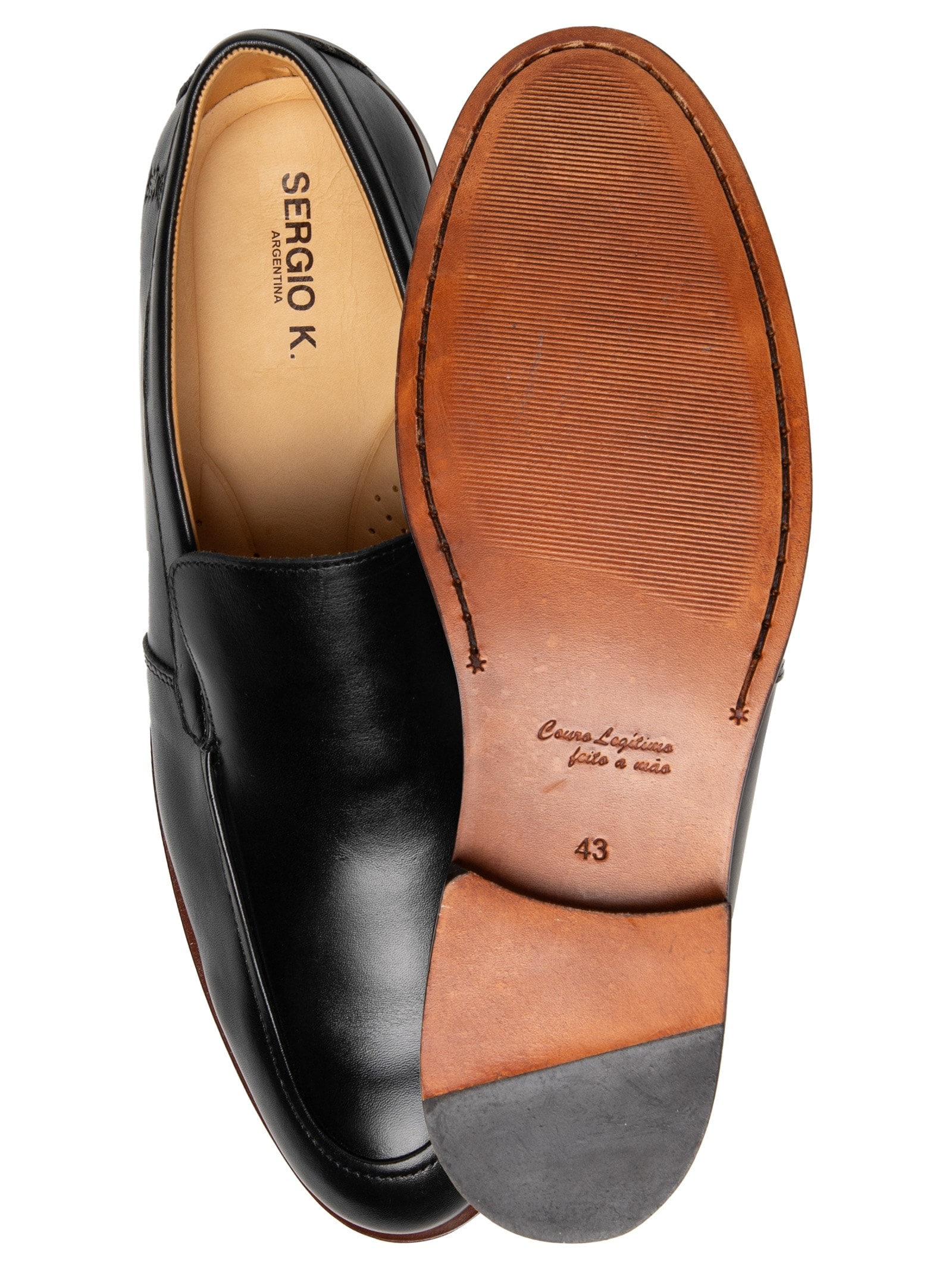 Sapato Masculino Loafer Em Couro Liso Preto Sergio K