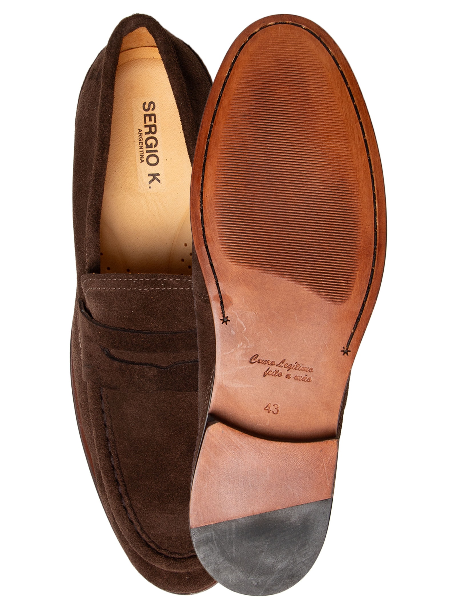 Sapato Masculino Mocassim Camurça Mônaco Marrom Sergio K