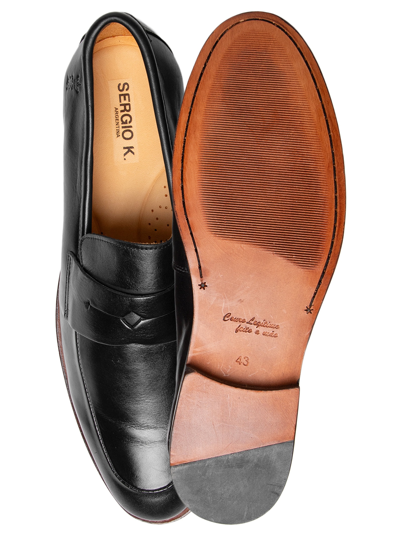 Sapato Masculino Mocassim Gravata Couro Classic Preto Sergio K