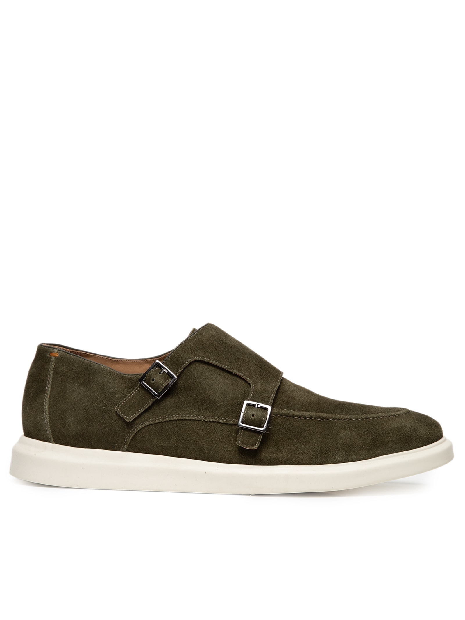 Sapato Masculino Monk Strap Em Couro Camurça Verde '2 Essential