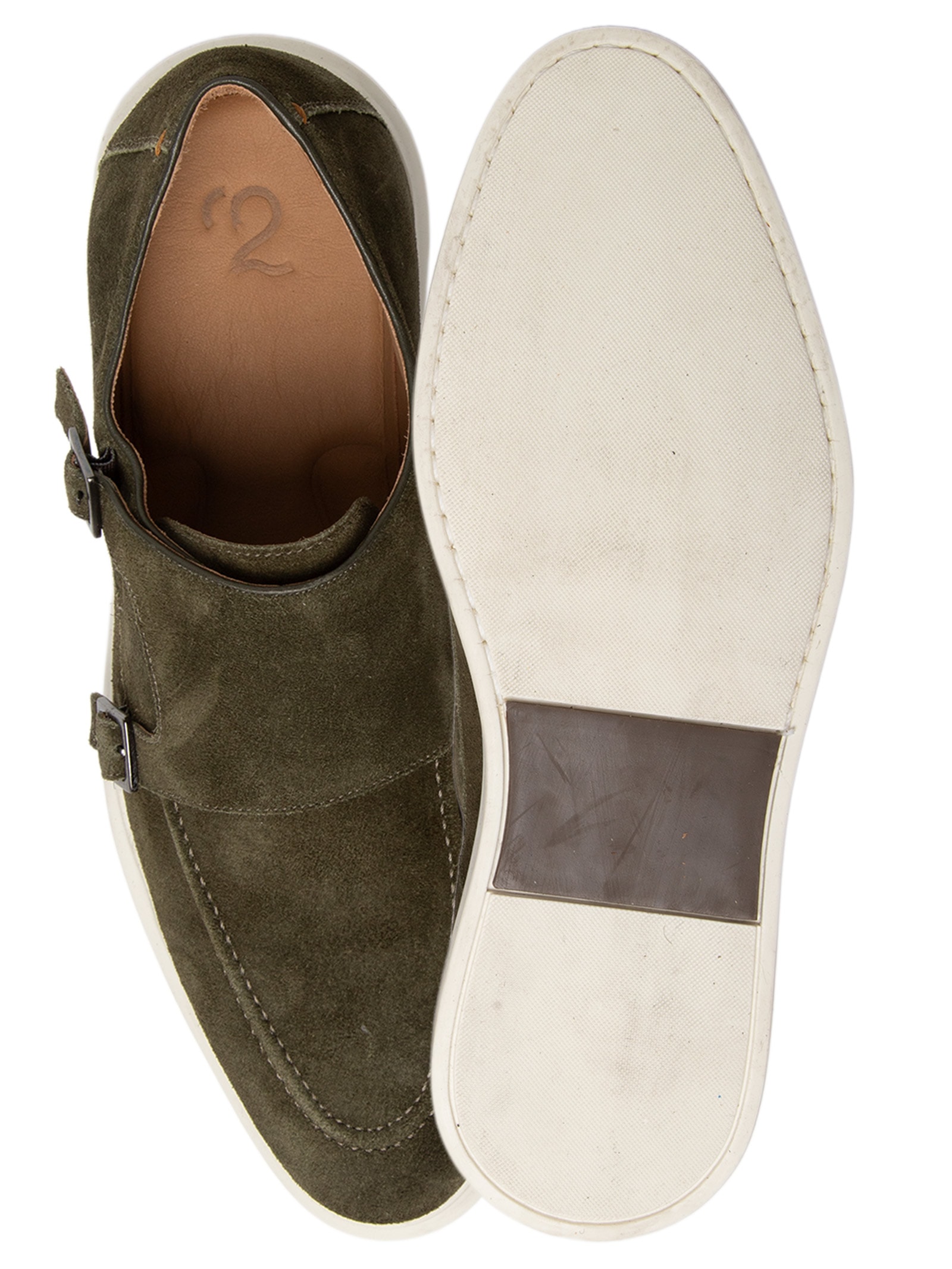 Sapato Masculino Monk Strap Em Couro Camurça Verde '2 Essential