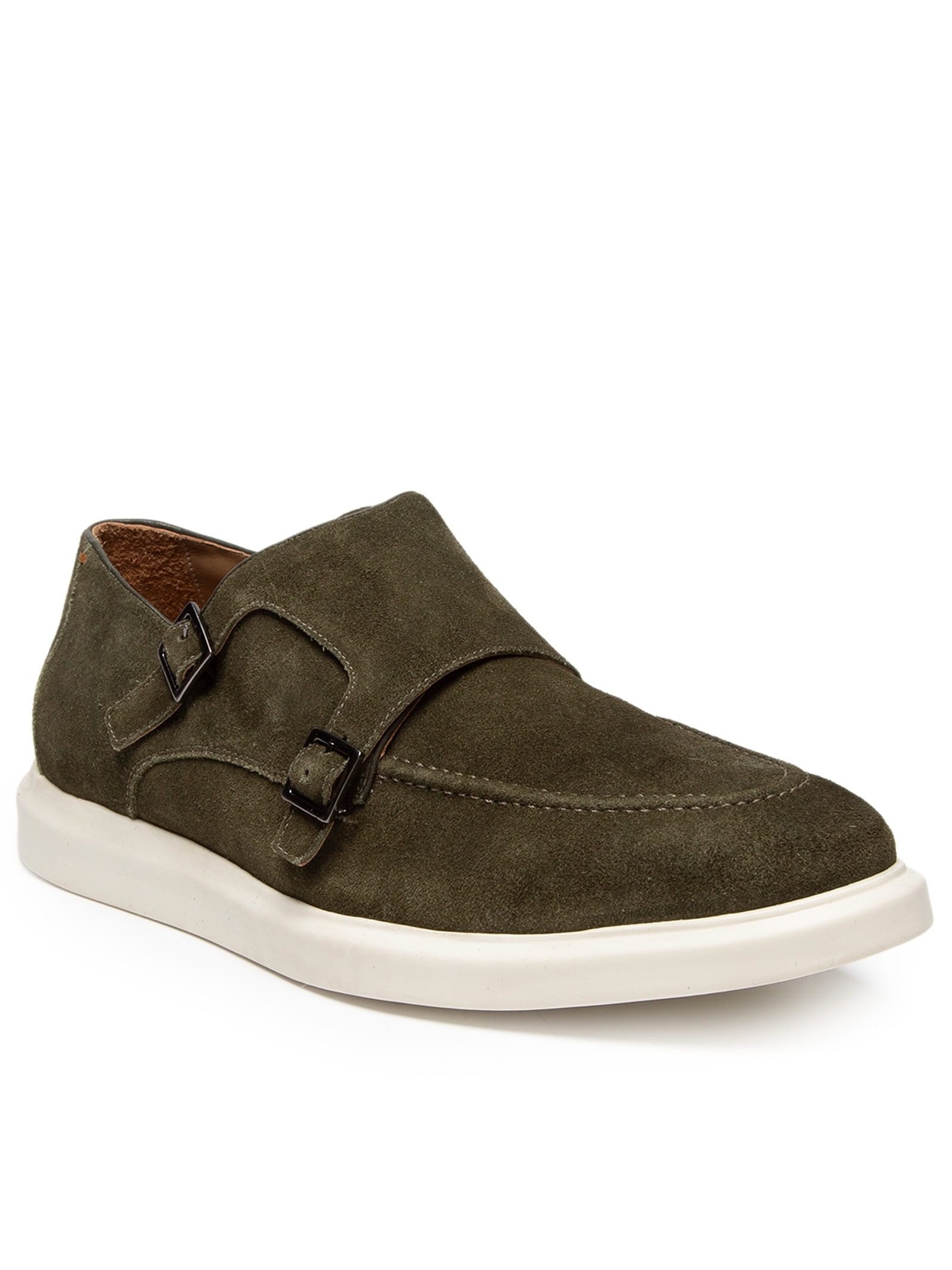 Sapato Masculino Monk Strap Em Couro Camurça Verde '2 Essential