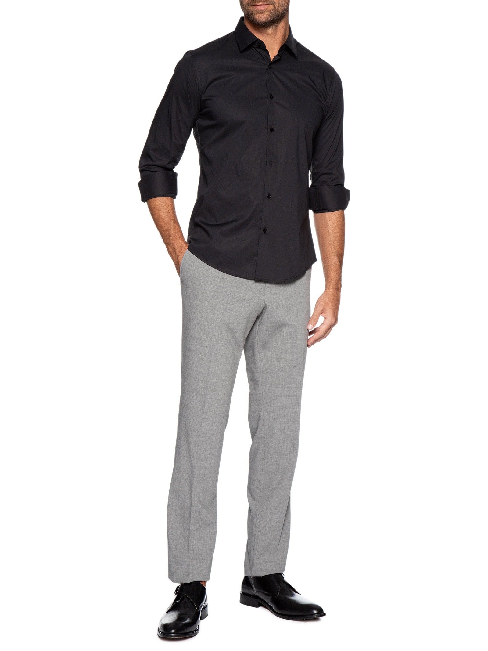 Sapato Masculino Monk Strap Em Couro Legítimo Preto '2 Essential