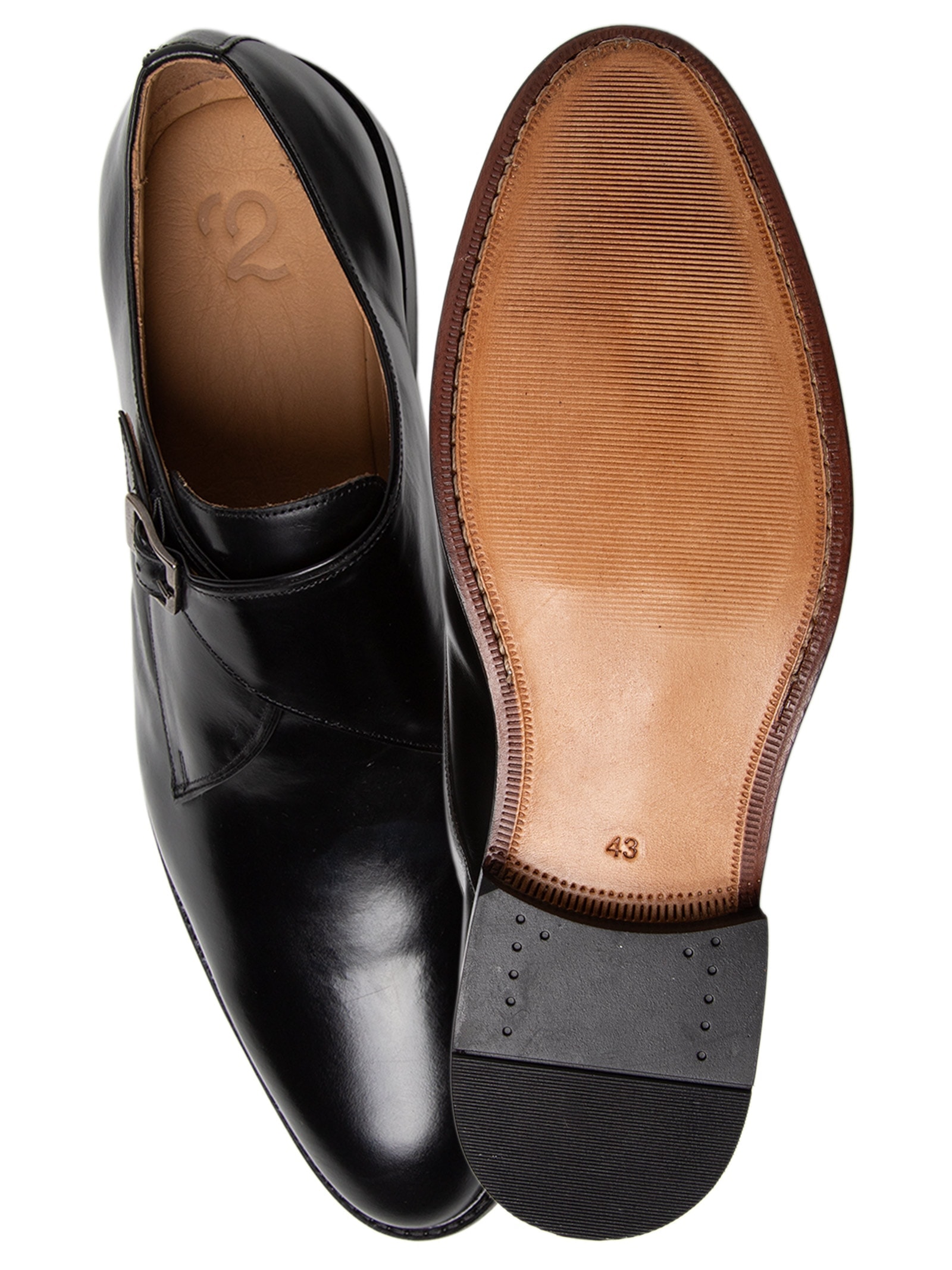 Sapato Masculino Monk Strap Em Couro Legítimo Preto '2 Essential