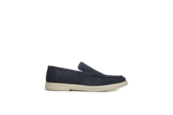 Sapato Masculino Slipper Em Couro Suede - Azul