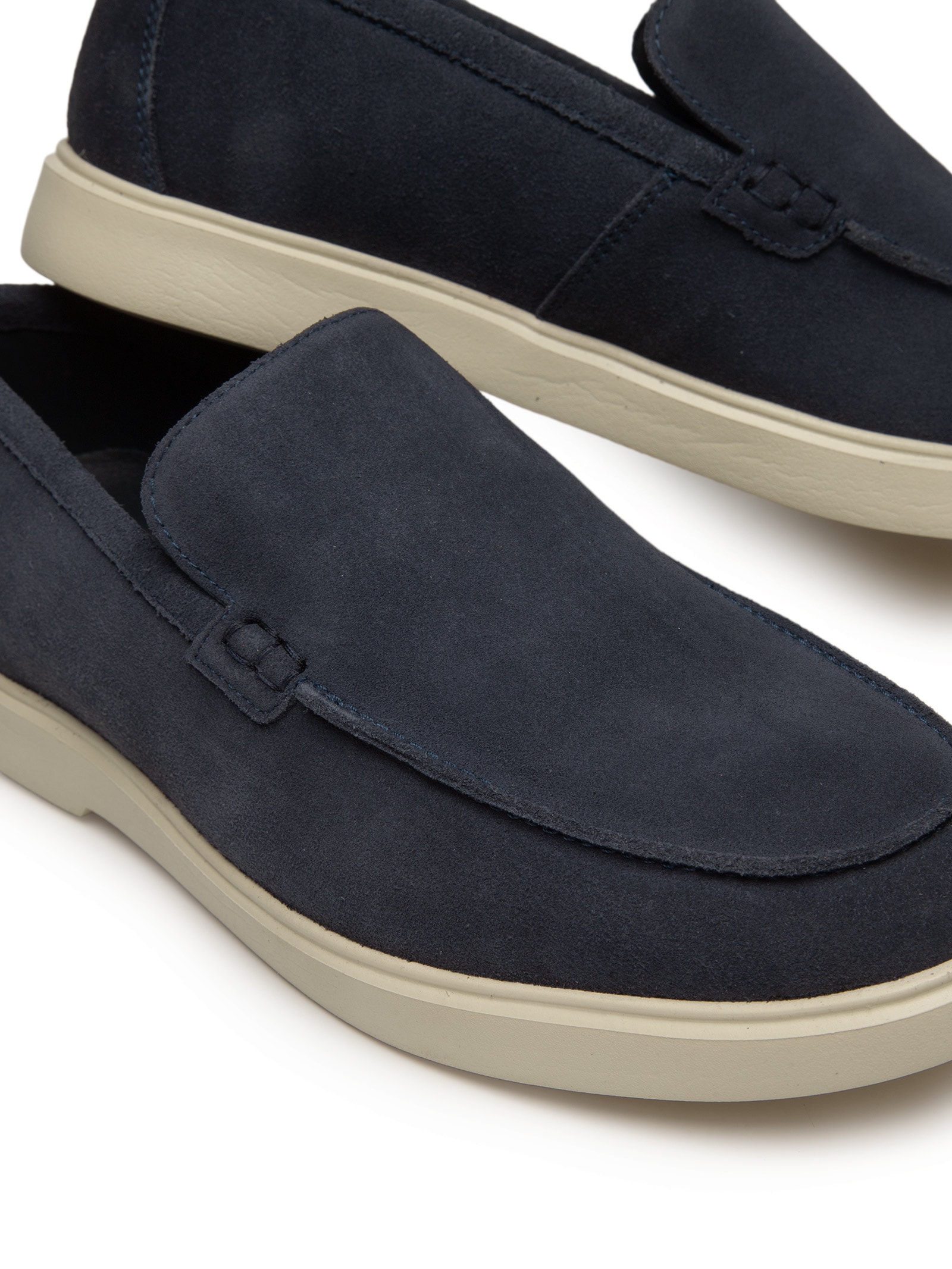 Sapato Masculino Slipper Em Couro Suede Azul '2 Essential