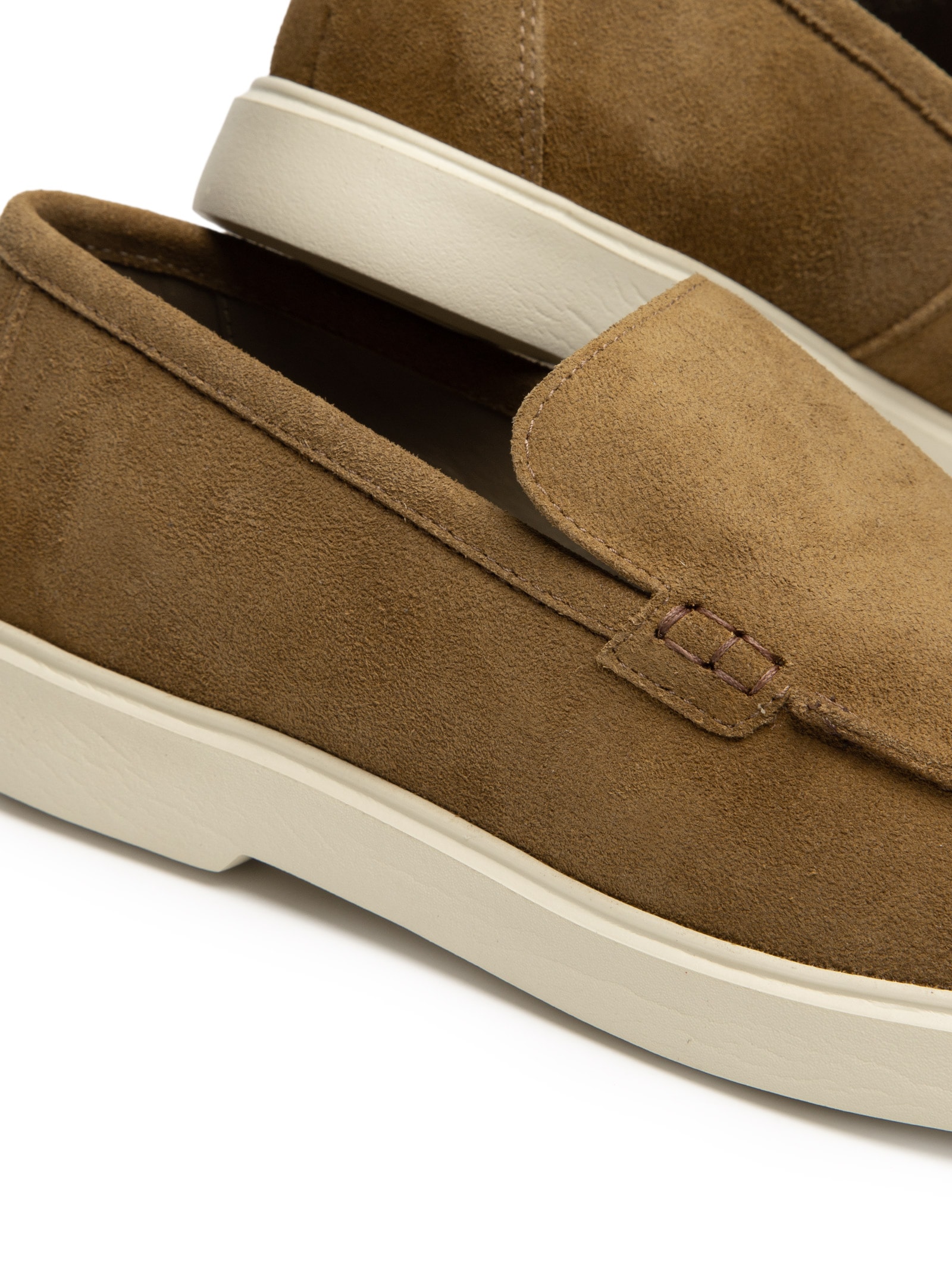 Sapato Masculino Slipper Em Couro Suede Bege '2 Essential