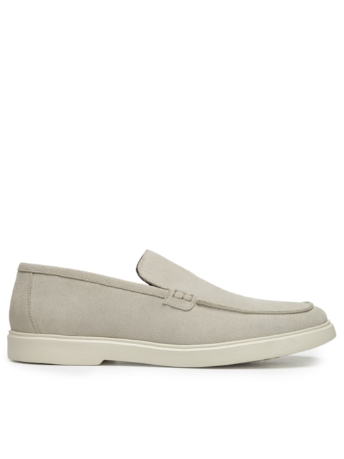 Sapato Masculino Slipper Em Couro Suede - Branco