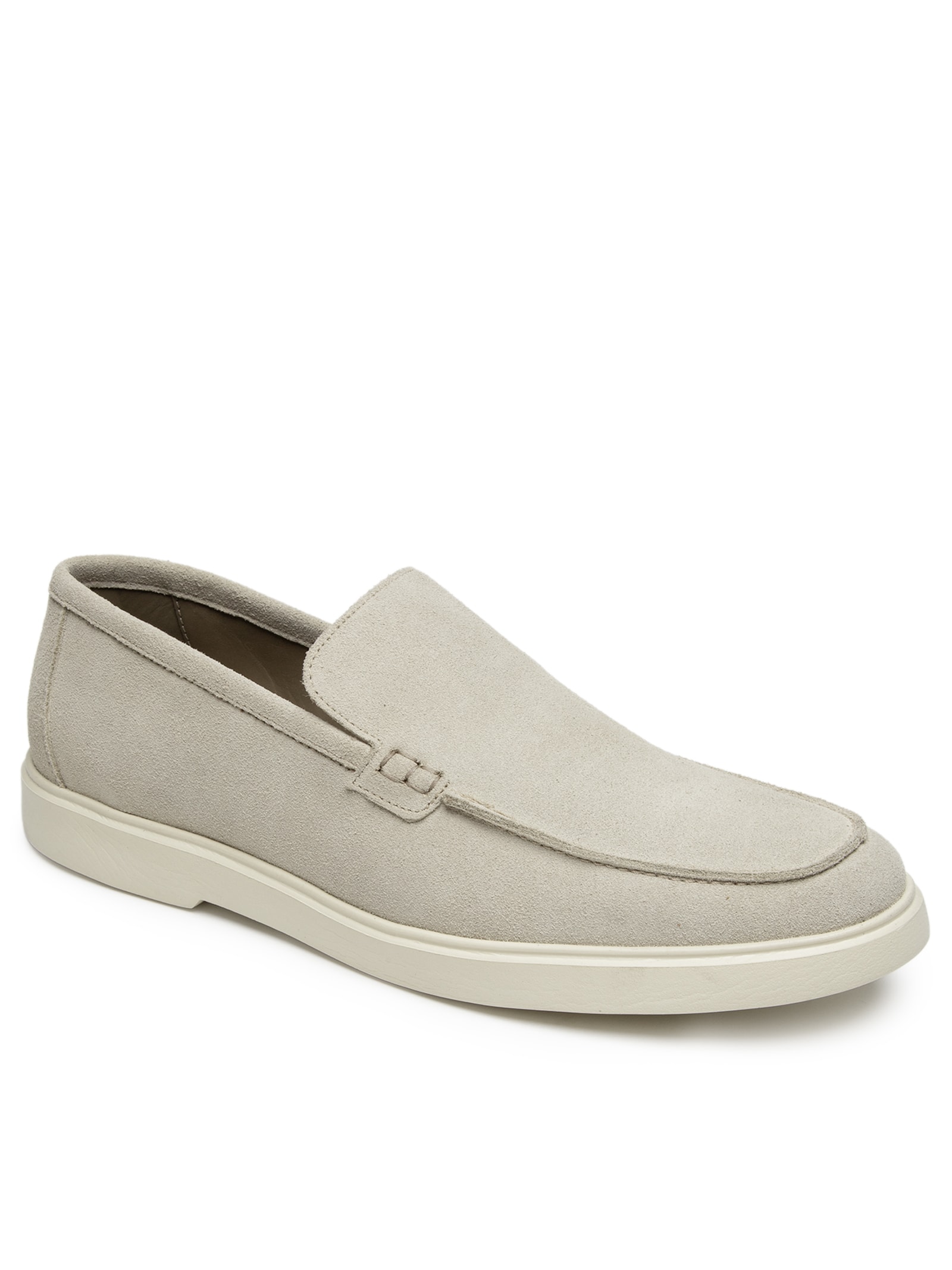 Sapato Masculino Slipper Em Couro Suede Branco '2 Essential