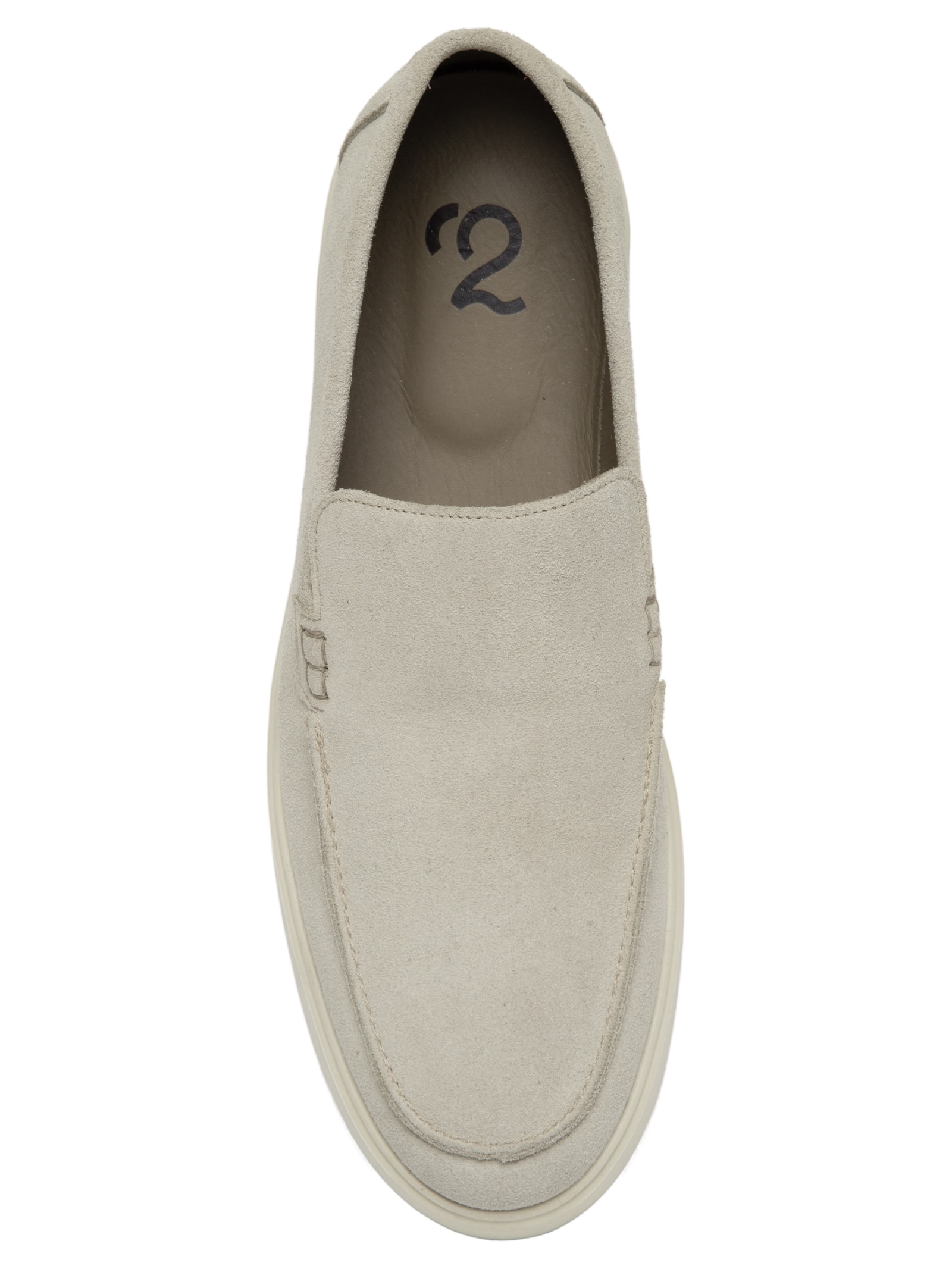 Sapato Masculino Slipper Em Couro Suede Branco '2 Essential