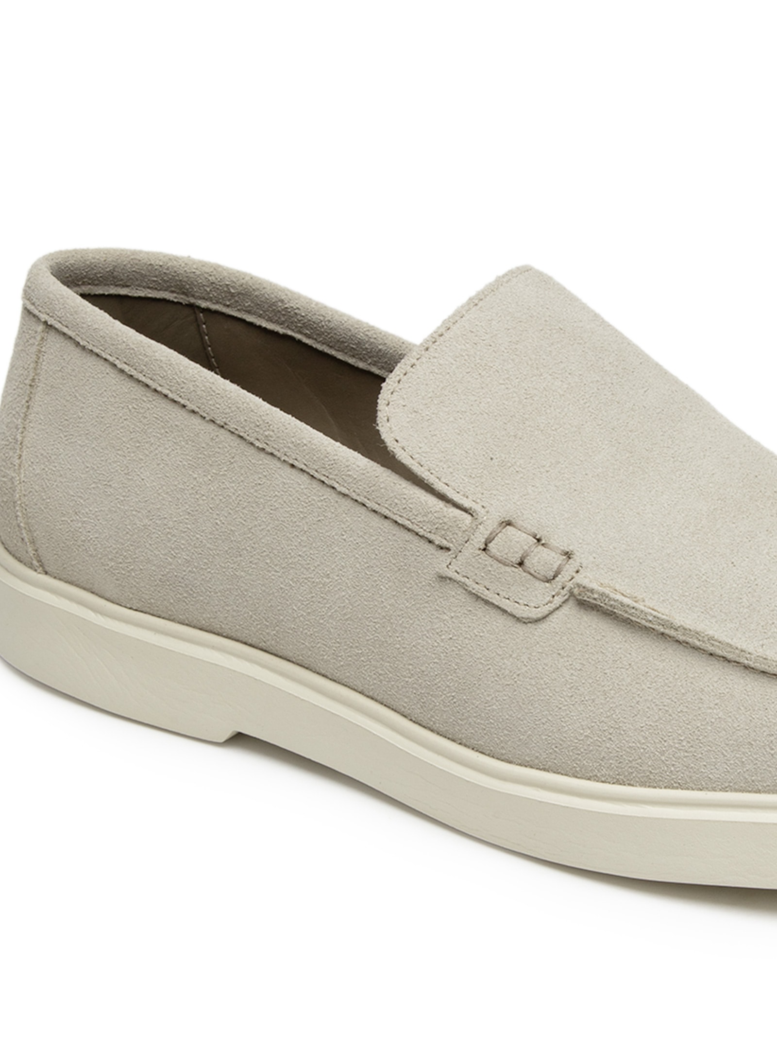 Sapato Masculino Slipper Em Couro Suede Branco '2 Essential