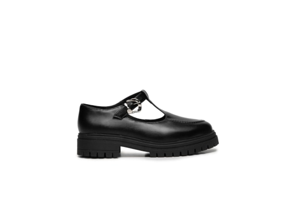 Sapato Mocassim Feminino Mary Jane Em Couro - Preto