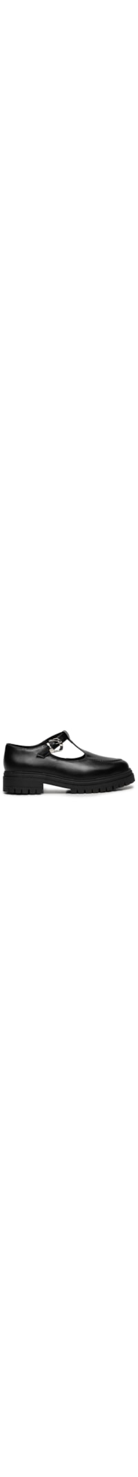 Sapato Mocassim Feminino Mary Jane Em Couro - Preto