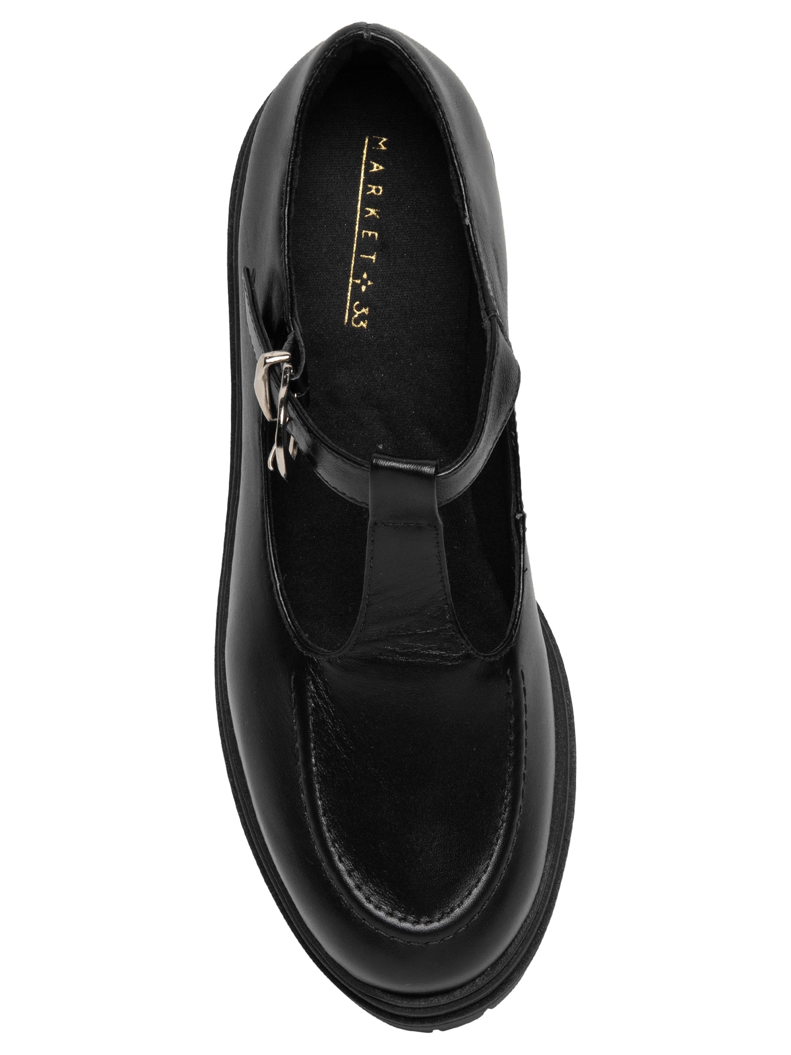 Sapato Mocassim Feminino Mary Jane Em Couro Preto Market 33