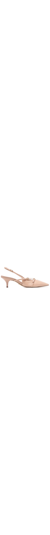 Scarpin Bege Couro Salto Médio Slingback Amélia - Bege