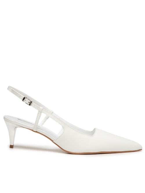 Scarpin Bico Fino Em Couro – Branco