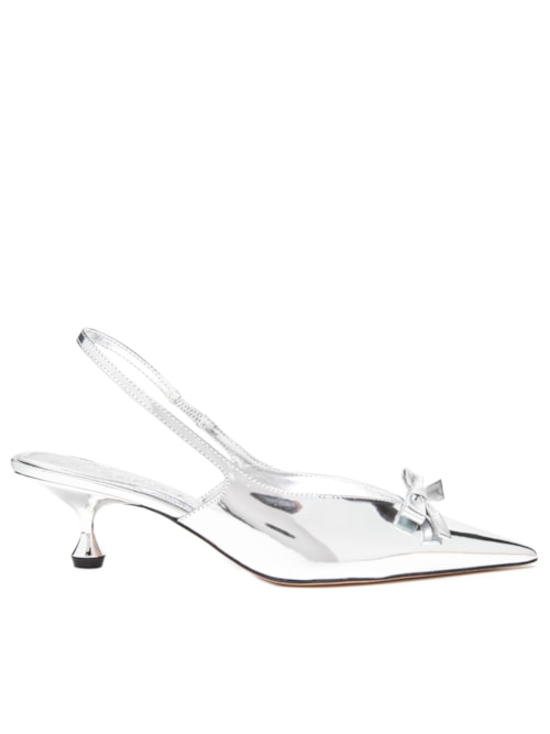 Scarpin Bico Fino Slingback Detalhe Laço – Prata