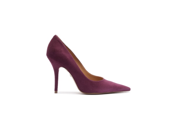 Scarpin Camurça Salto Fino - Roxo