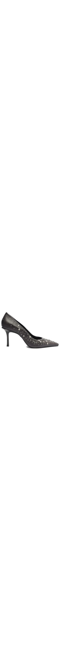 Scarpin Charlize Glam High Siletto Couro - Cinza