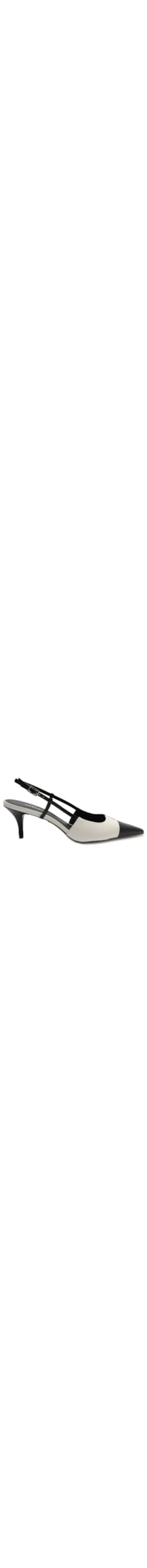 Scarpin Couro Bico Fino Slingback Bicolor - Preto