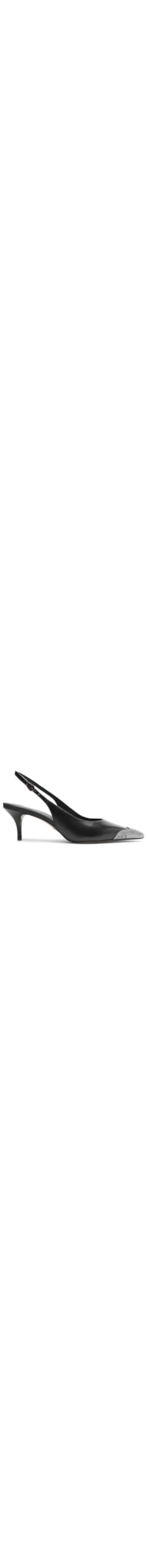 Scarpin Couro Bico Fino Slingback Biqueira - Preto