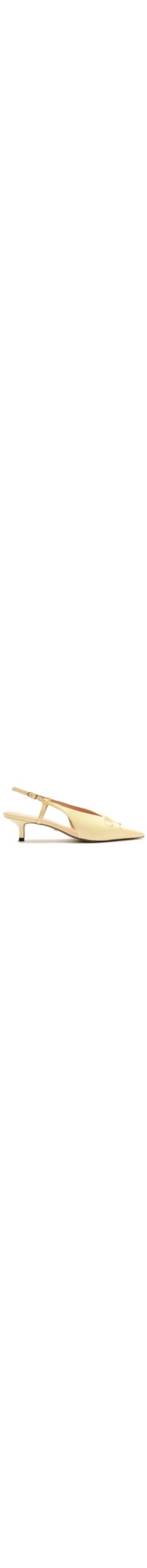 Scarpin Couro Bico Fino Slingback Laço - Amarelo