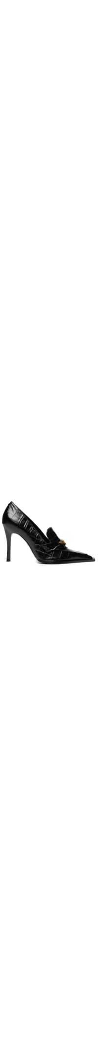 Scarpin Couro Croco - Preto