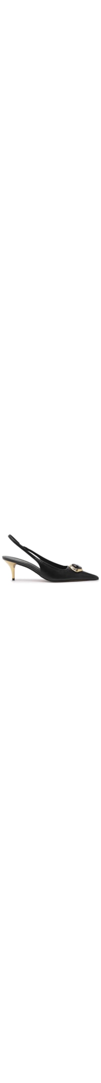 Scarpin Couro Salto Baixo Slingback - Preto