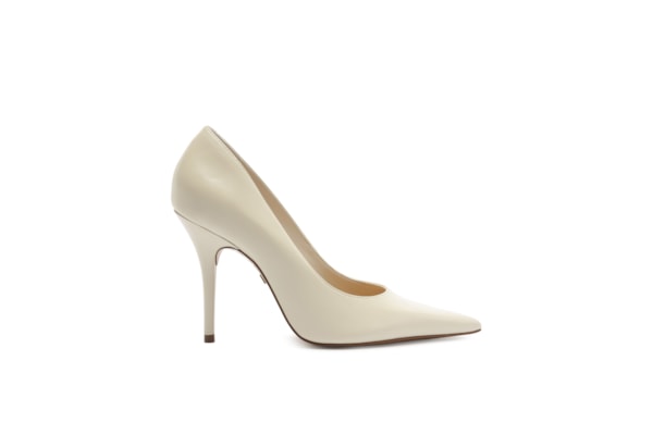 Scarpin Couro Salto Fino - Off White