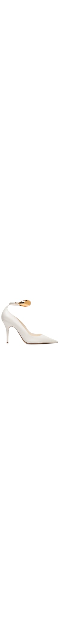 Scarpin Couro Salto Fino Tira - Off White