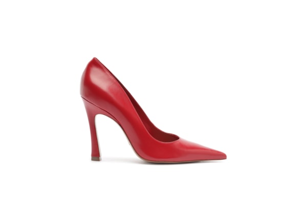 Scarpin Couro Salto Médio Bico Fino - Vermelho