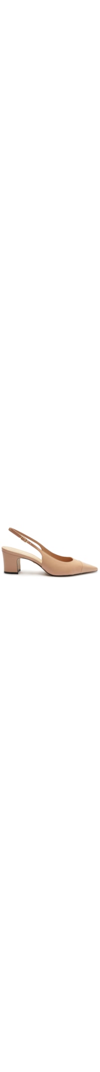 Scarpin Couro Slingback Cap Toe - Bege