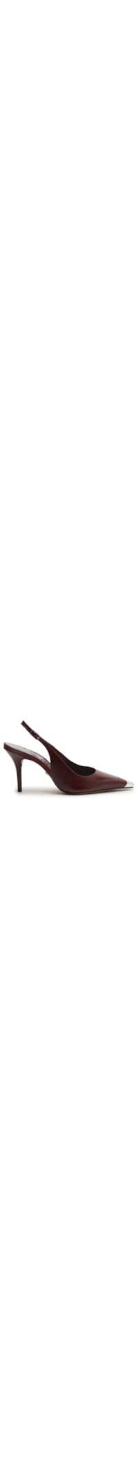 Scarpin Couro Slingback Cap Toe Metal - Vermelho