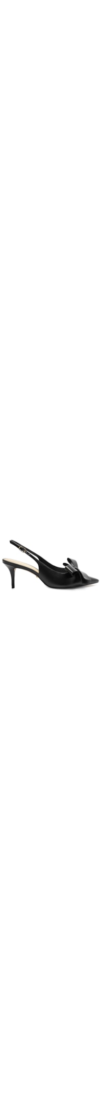 Scarpin Couro Slingback Laço Lateral - Preto