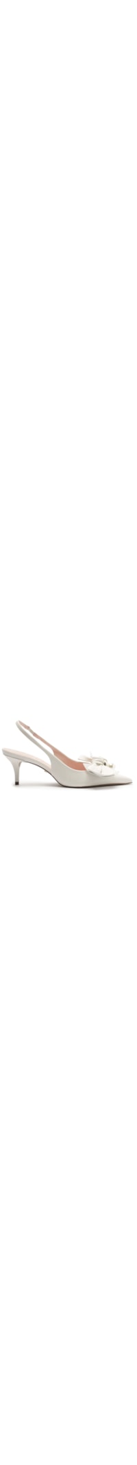 Scarpin Couro Slingback Laço Pérolas - Branco