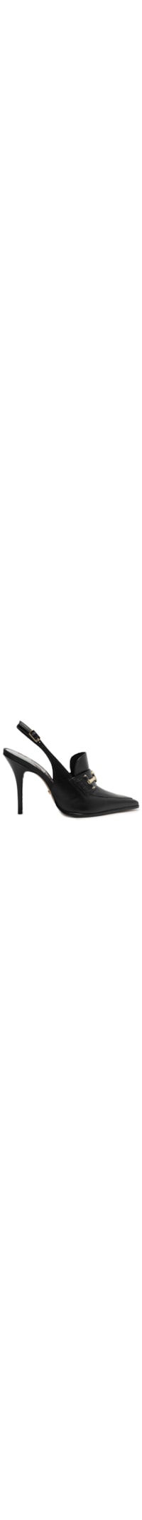 Scarpin Couro Slingback Medalha - Preto