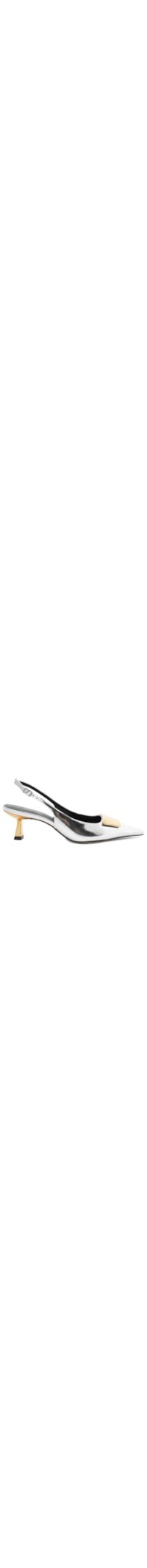 Scarpin Couro Slingback Metal Silvia Braz - Prata