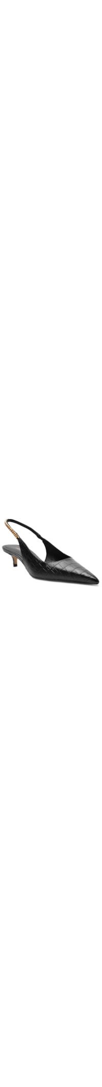 Scarpin Croco Salto Baixo Slingback - Preto